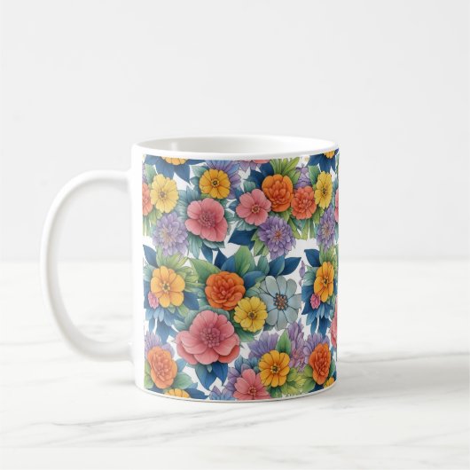 Moderne dynamische Blume Kunstmuster Kaffeetasse (Links)