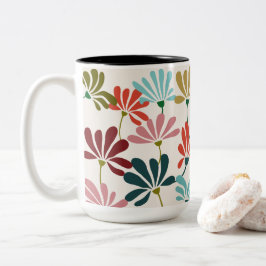 Moderne, dynamische Blume Zweifarbige Tasse