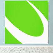 Moderne dynamische weiße Kurve auf hellgrünem Lind Leinwanddruck (Insitu (Holzboden))