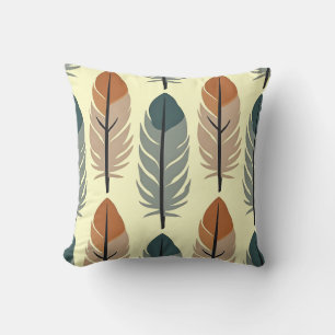 Moderne Earth Tone Feathers Throw Kissen