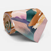 Moderne Earth Tones Abstrakt Terracotta Aquamarin Krawatte (Gerollt)