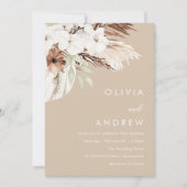 Moderne Earthy Beige Boho Wedding Einladung (Vorderseite)