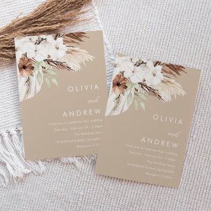 Moderne Earthy Beige Boho Wedding Einladung