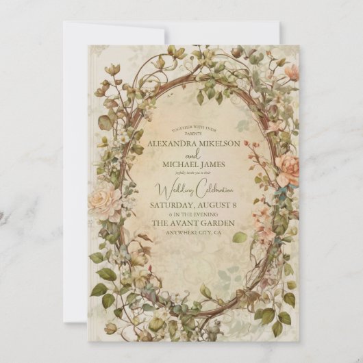 Moderne Earthy Tones Boho Floral Wedding Einladung (Vorderseite)