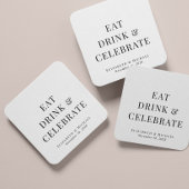 Moderne Eat Drink Celebrate Wedding Rechteckiger Pappuntersetzer