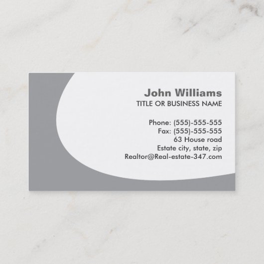 Moderne Echtzeit-Echtzeit-Anwesen-Graukarte Visitenkarte (Rückseite)