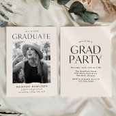 Moderne Edge Cream Foto Graduation Party Einladung