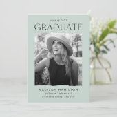 Moderne Edge Mint Foto Graduation Party Einladung (Stehend Vorderseite)