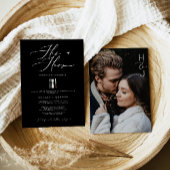 Moderne Edgy Seine & Hers Calligraphy Couples Dusc Einladung