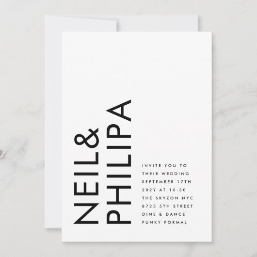 Moderne EDITABLE Bold Names QR CODE UAWG Wedding Einladung (Vorderseite)