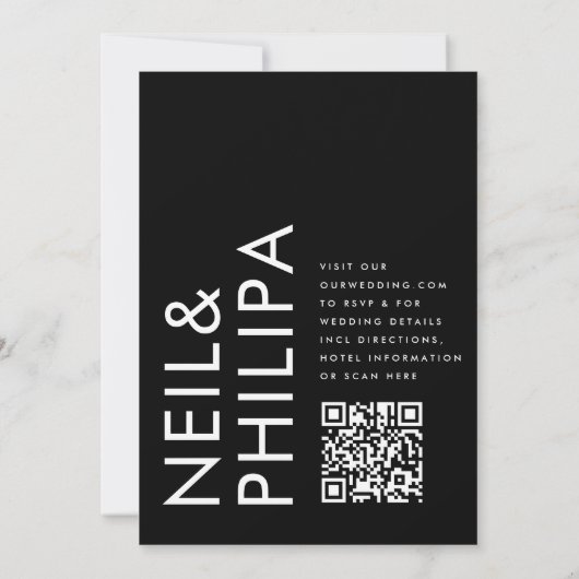 Moderne EDITABLE Bold Names QR CODE UAWG Wedding Einladung (Rückseite)