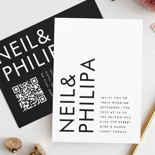 Moderne EDITABLE Bold Names QR CODE UAWG Wedding Einladung