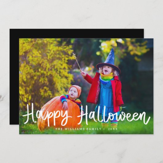 Moderne Editable Color Happy Halloween Foto Card Karte (Vorne/Hinten)