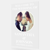 Moderne EDITABLE Foto Wedding Willkommen Acrylschild (Winkel)