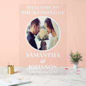 Moderne EDITABLE Foto Wedding Willkommen Acrylschild (Hochzeit)