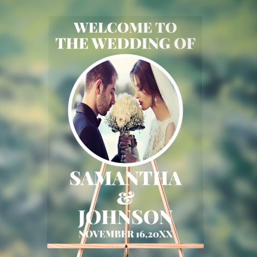 Moderne EDITABLE Foto Wedding Willkommen Acrylschild (Neutral)