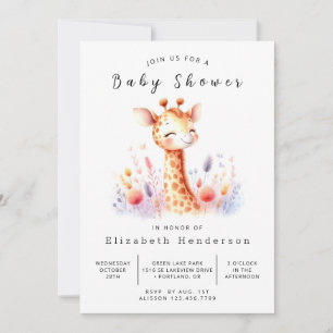 Moderne Editable Giraffe Babydusche Einladung