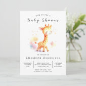 Moderne Editable Giraffe Babydusche Einladung (Stehend Vorderseite)