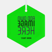 MODERNE, EDITABLE NEON GREEN IMAGE TEMPLATE ORNAMENT AUS GLAS (Rückseite)