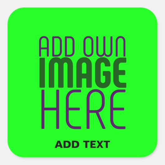 MODERNE, EDITABLE NEON GREEN IMAGE TEMPLATE QUADRATISCHER AUFKLEBER (Vorderseite)