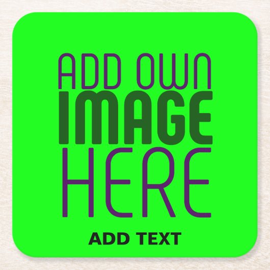 MODERNE, EDITABLE NEON GREEN IMAGE TEMPLATE RECHTECKIGER PAPPUNTERSETZER (Vorderseite)
