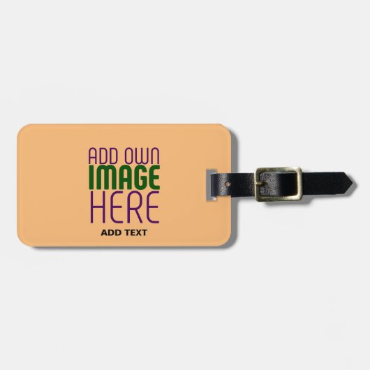 MODERNE EDITABLE PEACH ORANGE IMAGE TEMPLATE GEPÄCKANHÄNGER (Vorderseite horizontal)