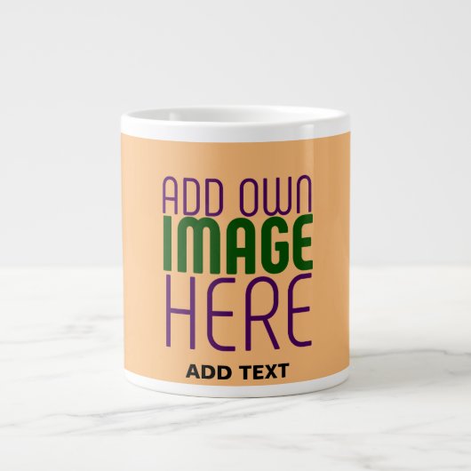 MODERNE EDITABLE PEACH ORANGE IMAGE TEMPLATE Jumbo-Tasse (Vorderseite)