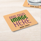 MODERNE EDITABLE PEACH ORANGE IMAGE TEMPLATE RECHTECKIGER PAPPUNTERSETZER (angewinkelt)