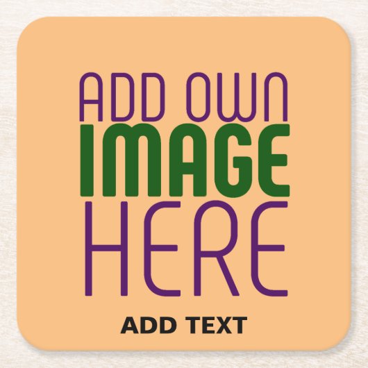 MODERNE EDITABLE PEACH ORANGE IMAGE TEMPLATE RECHTECKIGER PAPPUNTERSETZER (Vorderseite)