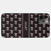 Moderne Editable Pink Joy Calligraphy on Black Case-Mate iPhone Hülle (Rückseite (Horizontal))