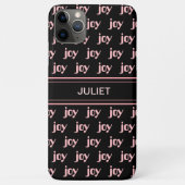 Moderne Editable Pink Joy Calligraphy on Black Case-Mate iPhone Hülle (Rückseite)