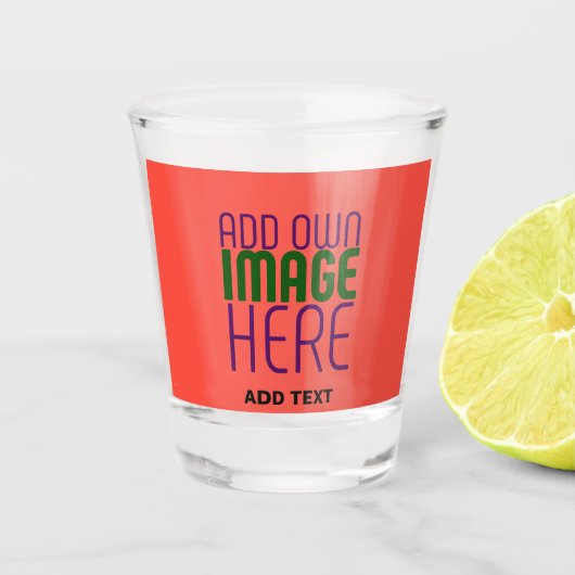 MODERNE EDITABLE RED ORANGE IMAGE TEMPLATE SCHNAPSGLAS (Vorderseite)
