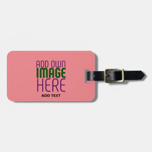 MODERNE, EDITABLE SALMON PINK BILDTEMPLATE GEPÄCKANHÄNGER (Vorderseite horizontal)