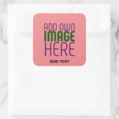 MODERNE, EDITABLE SALMON PINK BILDTEMPLATE QUADRATISCHER AUFKLEBER (Tasche)