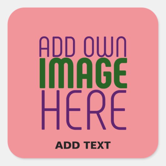 MODERNE, EDITABLE SALMON PINK BILDTEMPLATE QUADRATISCHER AUFKLEBER (Vorderseite)