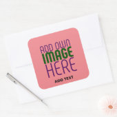 MODERNE, EDITABLE SALMON PINK BILDTEMPLATE QUADRATISCHER AUFKLEBER (Umschlag)
