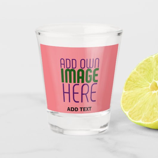 MODERNE, EDITABLE SALMON PINK BILDTEMPLATE SCHNAPSGLAS (Vorderseite)