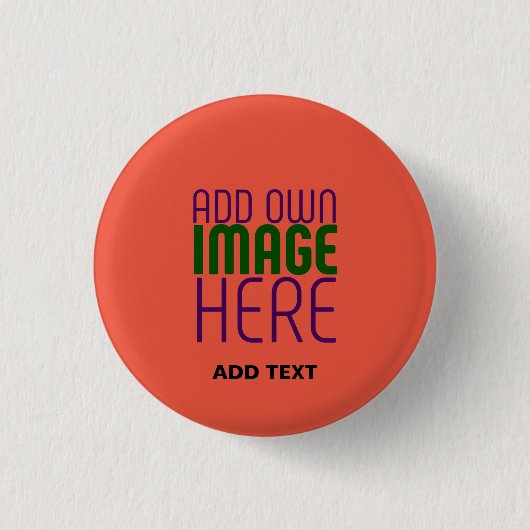 MODERNE EDITABLE TOMATO RED IMAGE TEXT TEMPLATE BUTTON (Vorderseite)