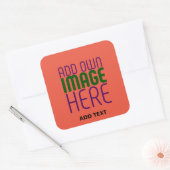 MODERNE EDITABLE TOMATO RED IMAGE TEXT TEMPLATE QUADRATISCHER AUFKLEBER (Umschlag)
