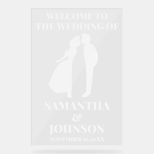 Moderne, EDITABLE Wedding Willkommen Acrylschild (Vorderseite)