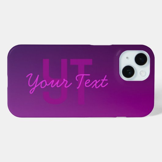 Moderne editierbare monogrammierte Text & Lila Omb Case-Mate iPhone Hülle (Rückseite (Horizontal))
