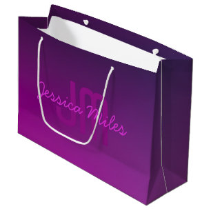 Moderne editierbare monogrammierte Text & lila Omb Große Geschenktüte