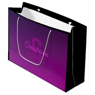 Moderne editierbare monogrammierte Text & Lila Omb Große Geschenktüte
