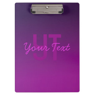 Moderne editierbare monogrammierte Text & Lila Omb Klemmbrett
