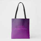 Moderne editierbare monogrammierte Text & Lila Omb Tasche (Vorderseite)