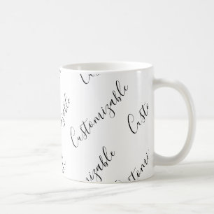 Moderne editierbare Skripttextvorlage Schwarz & Kaffeetasse