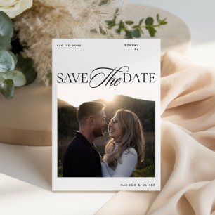 Moderne Editorials-Schrift Foto doppelseitig Save The Date
