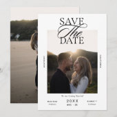 Moderne Editorials-Schriftfoto-Hochzeit Save The Date (Vorne/Hinten)