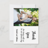 Moderne Eegant Black and White Foto Wedding Mitteilungskarte (Vorderseite)