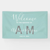 Moderne Eggshell Blue Wedels Monogram Banner (Horizontal)